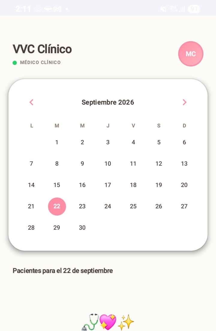 App VVC Clínico: calendario de consultas